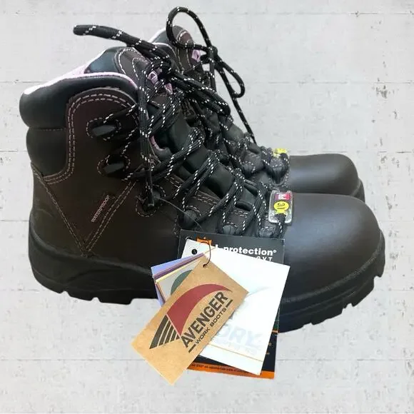 Avenger Woman’s A7123 Framer Brown/Lilac Composite Toe Waterproof Work Boots 6.5 - Picture 4 of 9